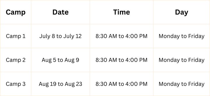 summer art camp schedule palak studioink